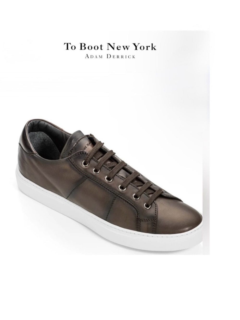 To Boot Men's Colton Dark Brown Nappa Calf
 Leather Sneakers size 13 brand new